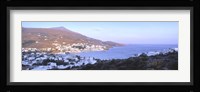 High angle view of buildings on the waterfront, Batsi, Andros Island, Cyclades Islands, Greece Fine Art Print