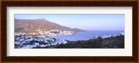 High angle view of buildings on the waterfront, Batsi, Andros Island, Cyclades Islands, Greece Fine Art Print