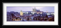 Castle lit up at dusk, Hradcany Castle, Prague, Czech Republic Fine Art Print