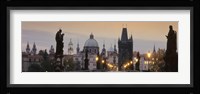 Lit Up Bridge At Dusk, Charles Bridge, Prague, Czech Republic Fine Art Print
