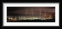 High angle view of oil refinery at lit up at night, La Linea De La Concepcion, Andalusia, Spain Fine Art Print