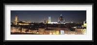 Buildings lit up at night, Florence, Tuscany, Italy Fine Art Print