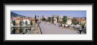 Tourists walking on a bridge, Charles Bridge, Prague, Czech Republic Fine Art Print