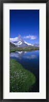 Reflection of a mountain in water, Riffelsee, Matterhorn, Switzerland Fine Art Print