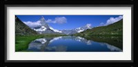Reflection of mountains in water, Riffelsee, Matterhorn, Switzerland Fine Art Print