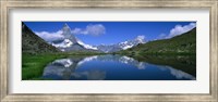Reflection of mountains in water, Riffelsee, Matterhorn, Switzerland Fine Art Print