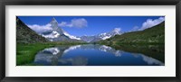 Reflection of mountains in water, Riffelsee, Matterhorn, Switzerland Fine Art Print
