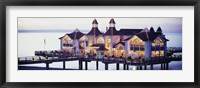 Sea Bridge Lit Up At Dusk, Sellin, Isle Of Ruegen, Germany Fine Art Print