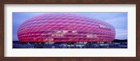 Soccer Stadium Lit Up At Dusk, Allianz Arena, Munich, Germany Fine Art Print