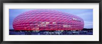 Soccer Stadium Lit Up At Dusk, Allianz Arena, Munich, Germany Fine Art Print
