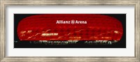 Soccer Stadium Lit Up At Night, Allianz Arena, Munich, Germany Fine Art Print