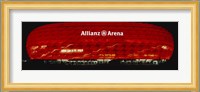 Soccer Stadium Lit Up At Night, Allianz Arena, Munich, Germany Fine Art Print