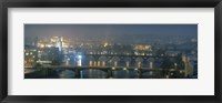 High angle view of a bridge at dusk, Charles Bridge, Prague, Czech Republic Fine Art Print