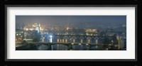 High angle view of a bridge at dusk, Charles Bridge, Prague, Czech Republic Fine Art Print