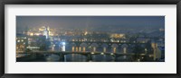 High angle view of a bridge at dusk, Charles Bridge, Prague, Czech Republic Fine Art Print