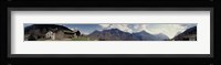 Low angle view of mountains, Navone Village, Blenio Valley, Ticino, Switzerland Fine Art Print