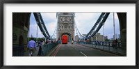 Bus on a bridge, London Bridge, London, England Fine Art Print