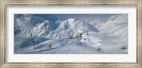 Rear view of a person skiing in snow, St. Christoph, Austria Fine Art Print