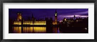 Government Building Lit Up At Night, Big Ben And The House Of Parliament, London, England, United Kingdom Fine Art Print