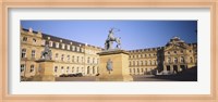 Low Angle View Of Statues In Front Of A Palace, New Palace, Schlossplatz, Stuttgart, Baden-Wurttemberg, Germany Fine Art Print
