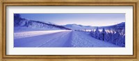Highway running through a snow covered landscape, Akureyri, Iceland Fine Art Print