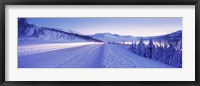 Highway running through a snow covered landscape, Akureyri, Iceland Fine Art Print