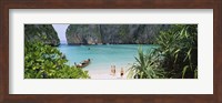 High angle view of tourists on the beach, Mahya Beach, Ko Phi Phi Lee, Phi Phi Islands, Thailand Fine Art Print