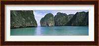 Rock formations in the ocean, Mahya Beach, Ko Phi Phi Lee, Phi Phi Islands, Thailand Fine Art Print