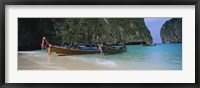 Longtail boats moored on the beach, Ton Sai Beach, Ko Phi Phi Don, Phi Phi Islands, Thailand Fine Art Print