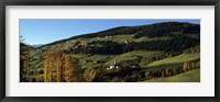 Buildings on a landscape, Dolomites, Funes Valley, Tyrol, Italy Fine Art Print