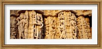 Sculptures carved on a wall of a temple, Jain Temple, Ranakpur, Rajasthan, India Fine Art Print