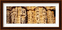 Sculptures carved on a wall of a temple, Jain Temple, Ranakpur, Rajasthan, India Fine Art Print