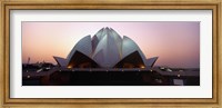 Temple lit up at dusk, Lotus Temple, Delhi, India Fine Art Print