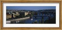 High angle view of bridges across a river, Charles Bridge, Vltava River, Prague, Czech Republic Fine Art Print