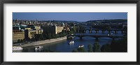High angle view of bridges across a river, Charles Bridge, Vltava River, Prague, Czech Republic Fine Art Print