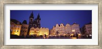 Buildings lit up at dusk, Prague Old Town Square, Old Town, Prague, Czech Republic Fine Art Print