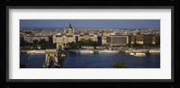 Buildings at the waterfront, Chain Bridge, Danube River, Budapest, Hungary Fine Art Print
