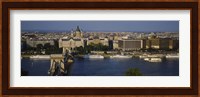 Buildings at the waterfront, Chain Bridge, Danube River, Budapest, Hungary Fine Art Print