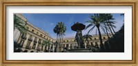 Fountain in front of a palace, Placa Reial, Barcelona, Catalonia, Spain Fine Art Print