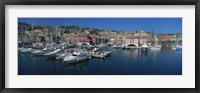 Boats at a harbor, Porto Antico, Genoa, Italy Fine Art Print