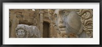 Close-up of statues in an old ruined building, Leptis Magna, Libya Fine Art Print