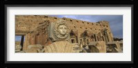 Statue in an old ruined building, Leptis Magna, Libya Fine Art Print