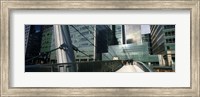 Bridge in front of buildings, Canary Wharf, London, England Fine Art Print