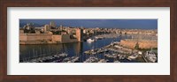 High angle view of boats docked at a port, Old Port, Marseille, Bouches-Du-Rhone, Provence-Alpes-Cote Daze, France Fine Art Print