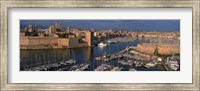 High angle view of boats docked at a port, Old Port, Marseille, Bouches-Du-Rhone, Provence-Alpes-Cote Daze, France Fine Art Print