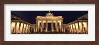 Low angle view of a gate lit up at night, Brandenburg Gate, Berlin, Germany Fine Art Print