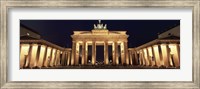 Low angle view of a gate lit up at night, Brandenburg Gate, Berlin, Germany Fine Art Print
