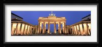 Low angle view of a gate lit up at dusk, Brandenburg Gate, Berlin, Germany Fine Art Print