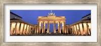 Low angle view of a gate lit up at dusk, Brandenburg Gate, Berlin, Germany Fine Art Print