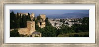 High angle view of palace with a city in the background, Alhambra, Granada, Andalusia, Spain Fine Art Print
